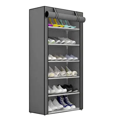 6 Tiers Multipurpose Heavy Plastic Folding Shoe Rack with Wardrobe Cover