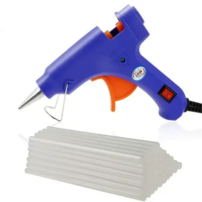  HOTGLUEGUN 20W Glue Gun with ON/OFF Switch, LED Indicator + 10 Free Transparent Glue Sticks (7mm)