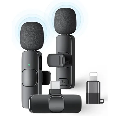 Dual Wireless Microphone for Android, iPhone (iOS) & DSLR Camera | Ideal for YouTube, Vlogging, Reels & Recording