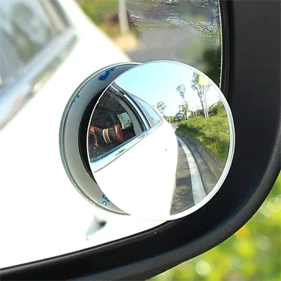 HD Glass Frameless Round Convex Rear View Blind Spot Mirror – Pack of 2